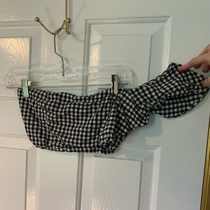 Black & white checkered one shoulder bandage top